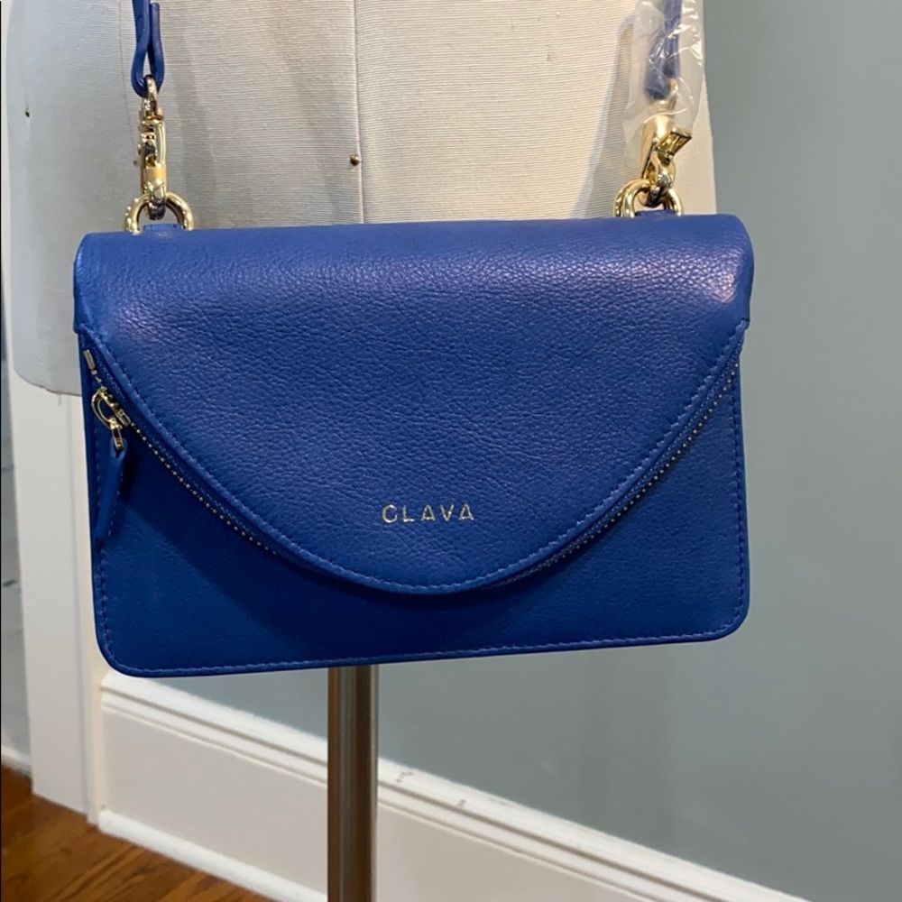 Clava leather blue crossbody wallet